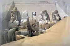 Front Elevation of the Great Temple of Abu Simbel, Nubia 19th century. Artist: David Roberts