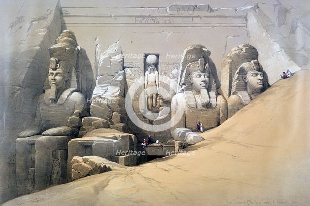 'Front Elevation of the Great Temple of Abu Simbel, Nubia', 19th century. Artist: David Roberts