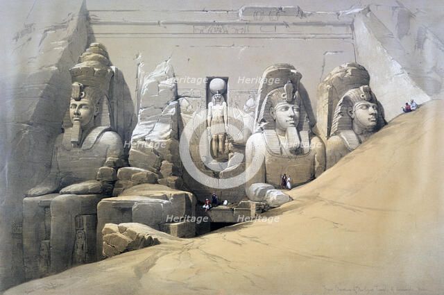 'Front Elevation of the Great Temple of Abu Simbel, Nubia', 19th century. Artist: David Roberts