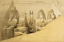 Front elevation of the Great Temple of Abu Simbel, Nubia Egypt, 1849. Artist: Louis Haghe