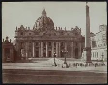 Front facade of St. Peter's Basilica, Rome, with obelisk at right, c1858. Creator: Jane Martha St. John