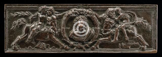 Front of a writing casket: Centaurs and Nymphs with Cornucopiae and Bust, c. 1500. Creator: Unknown.