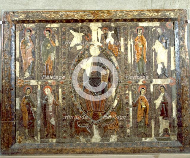 Front of Planés in Ripollés, painting on wood.