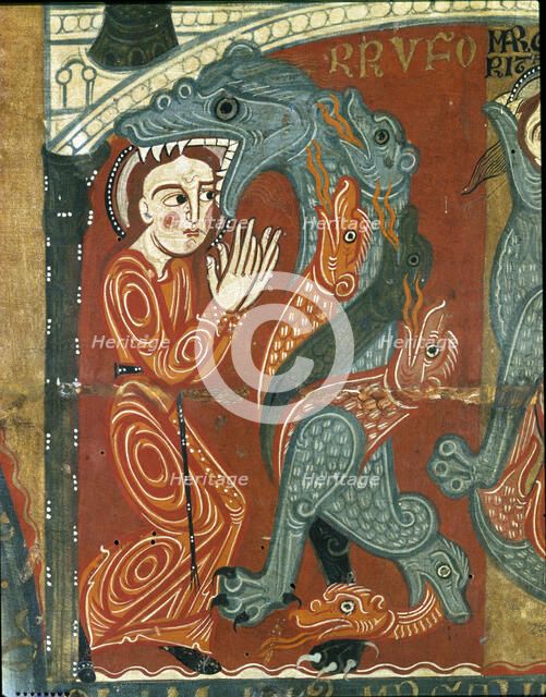 Front of the altar in the chapel of Santa Margarita, detail Table with scenes of the martyrdom of…