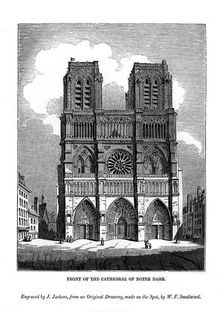 Front of the Cathedral of Notre Dame, 1843. Artist: J Jackson