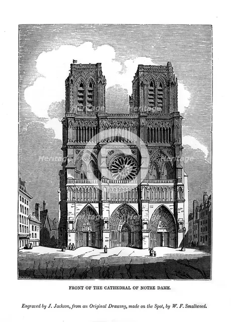 Front of the Cathedral of Notre Dame, 1843. Artist: J Jackson