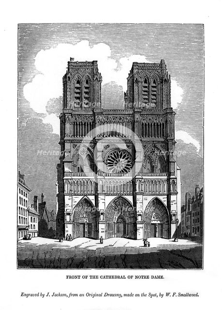 Front of the Cathedral of Notre Dame, 1843. Artist: J Jackson