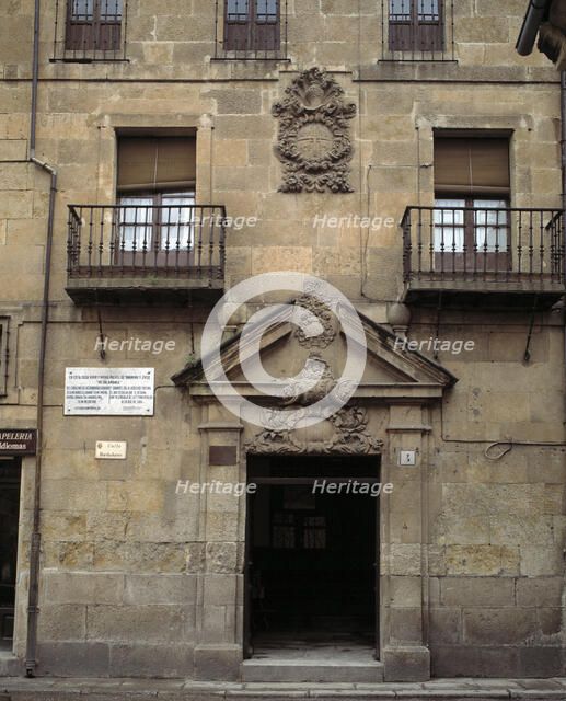 Front of the house where lived and died Miguel de Unamuno (1864-1936), Spanish writer.