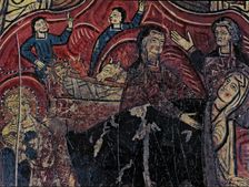 Front of the Iguácel altar, detail of the scene of the Nativity. Panel painting from the church o…