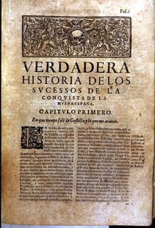 Front page of the book Historia verdadera de la conquista de la Nueva España (True story of the…