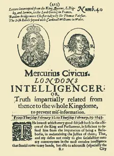 Front page of "Mercurius Civicus: London's Intelligencer", February 1643, (1945). Creator: Unknown
