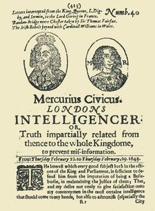 Front page of "Mercurius Civicus: London's Intelligencer", February 1643, (1945). Creator: Unknown