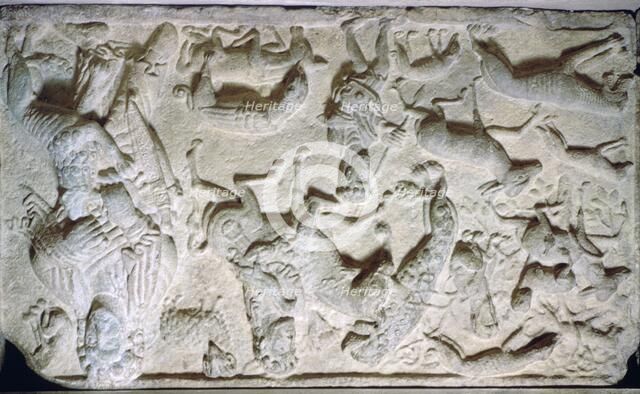 Front panel of a Pictish sarcophagus. Artist: Unknown