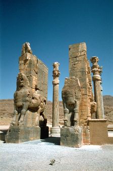 Front view of the Gate of All Nations, Persepolis, Iran. Creator: Vivienne Sharp