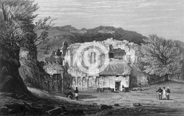 'Front View of the Kylas, Caves of Ellora', 1835. Creator: Samuel Prout.