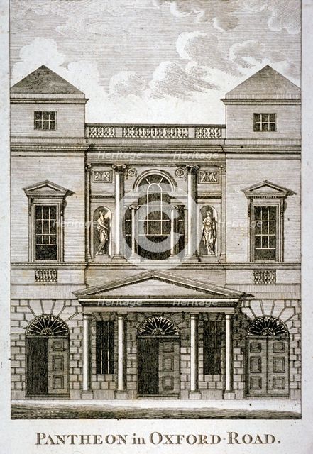 Front view of the Pantheon, Oxford Street, Westminster, London, 1814. Artist: Anon