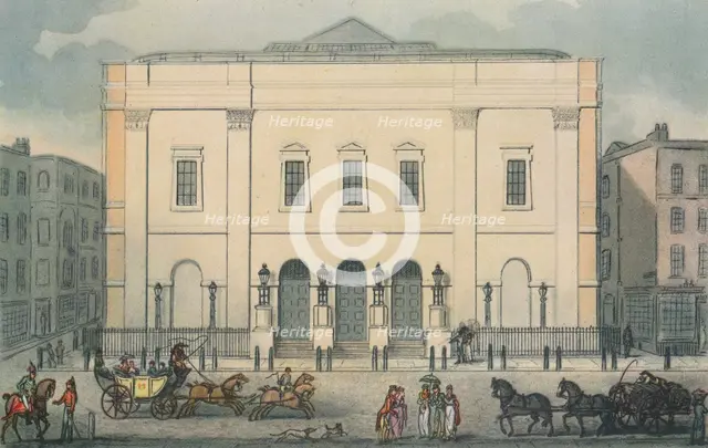 Front view of the Theatre Royal, Drury Lane, Westminster, London, 1812. Artist: Anon.
