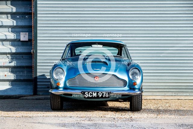 Front view of a 1961 Aston Martin DB4 GT SWB lightweight. Creator: Unknown.