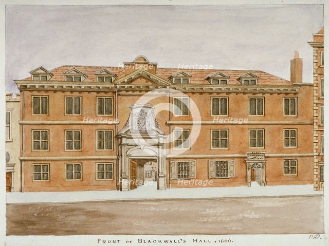 Front view of Blackwell Hall, City of London, 1806. Artist: Valentine Davis