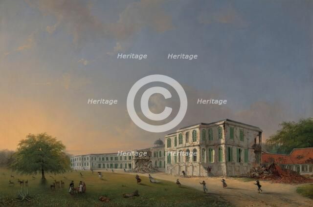 Front View of Buitenzorg Palace during the Earthquake of 10 October 1834, 1834-1836. Creator: Willem Troost II.