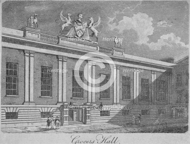 Front view of Grocers' Hall, City of London, 1812. Artist: Anon
