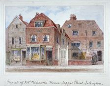 Front view of Mr Upcott's house, Upper Street, Islington, London, c1835. Artist: Thomas Hosmer Shepherd