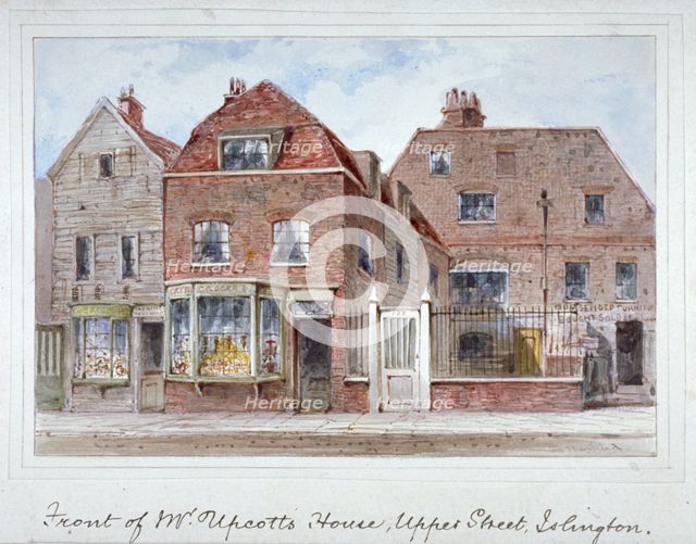 Front view of Mr Upcott's house, Upper Street, Islington, London, c1835.        Artist: Thomas Hosmer Shepherd