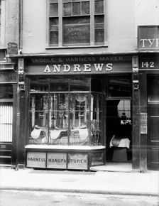 Frontage of Andrew's saddle and harness shop in High Street, Oxford, Oxfordshire, c1860-c1922. Artist: Henry Taunt