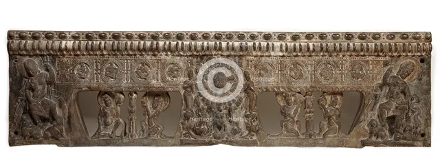 Frontal from the base of a funerary couch..., Period of Division, Northern Qi dynasty, 550-577. Creator: Unknown.