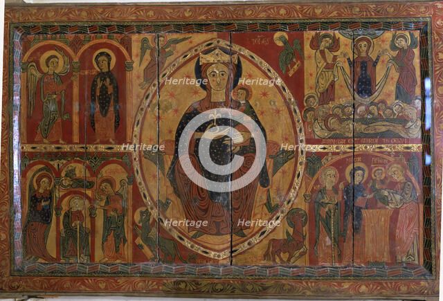  'Frontal of Coll', panel painting, depicting scenes of the Annunciation, the Nativity, Jesus in …
