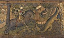 Frontal of Saint George, in linen embroidered fabric, years 1450-1451