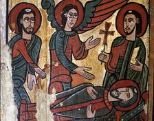 Frontal of St. Martin of Tours detail of the saint's death, tempera on wood. The work consist…