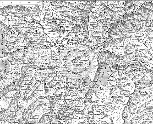 'Frontiere greco-serbe; terrain ou s'est deployee l'offensive de septembre a la frontiere..., 1916. Creator: Unknown.