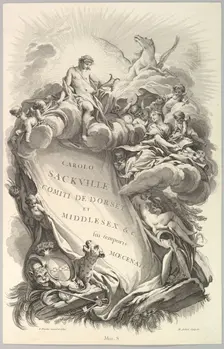 Frontispice pour le "Tombeau de Charles Sackville, comte de Dorset" (Frontispiece for ..., ca. 1736. Creator: Michel Aubert