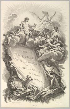Frontispice pour le "Tombeau de Charles Sackville, comte de Dorset" (Frontispiece for ..., ca. 1736. Creator: Michel Aubert