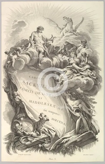Frontispice pour le "Tombeau de Charles Sackville, comte de Dorset" (Frontispiece for ..., ca. 1736. Creator: Michel Aubert.