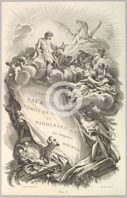 Frontispice pour le "Tombeau de Charles Sackville, comte de Dorset" (Frontispiece for ..., ca. 1736. Creator: Michel Aubert.