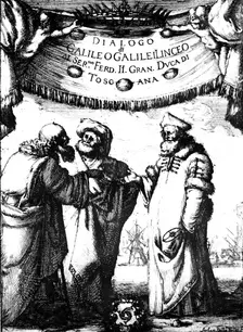Frontispiece of Galileo's Dialogo dei Massimi Sistemi, 1632. Artist: Stefano della Bella