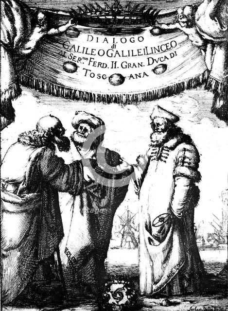 Frontispiece of Galileo's Dialogo dei Massimi Sistemi, 1632. Artist: Stefano della Bella
