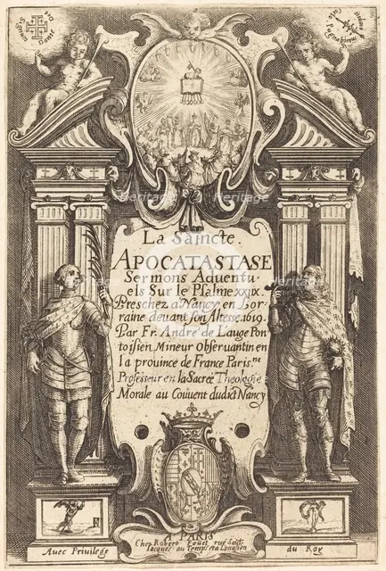 Frontispiece of the Holy Apocatastase. Creator: Jacques Callot.