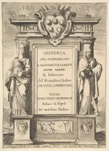 Frontispiece: a monument decorated with the Medici coat of arms at top in center, flames a..., 1640. Creator: Stefano della Bella