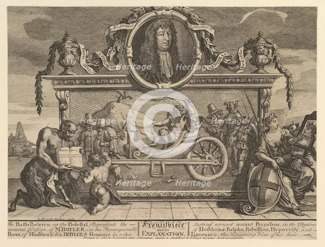 Frontispiece and Its Explanation: Twelve Large Illustrations for Samuel Butler..., February 1725-26. Creator: William Hogarth.
