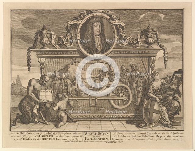 Frontispiece and Its Explanation (Twelve Large Illustrations for Samuel Butler's Hudibr..., 1725-68. Creator: William Hogarth.