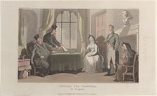 Frontispiece: Before the Tribunal at Avignon, from "Journal of Sentimental Travels in the ..., 1821. Creator: Thomas Rowlandson