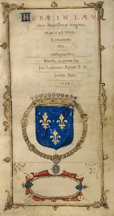 Frontispiece; Book of Hours, 1544. Creator: T. D.