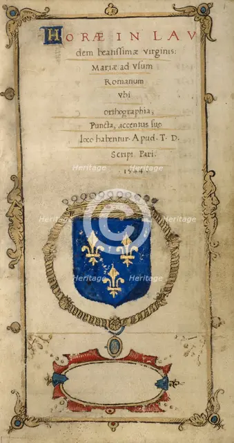 Frontispiece; Book of Hours, 1544. Creator: T. D..