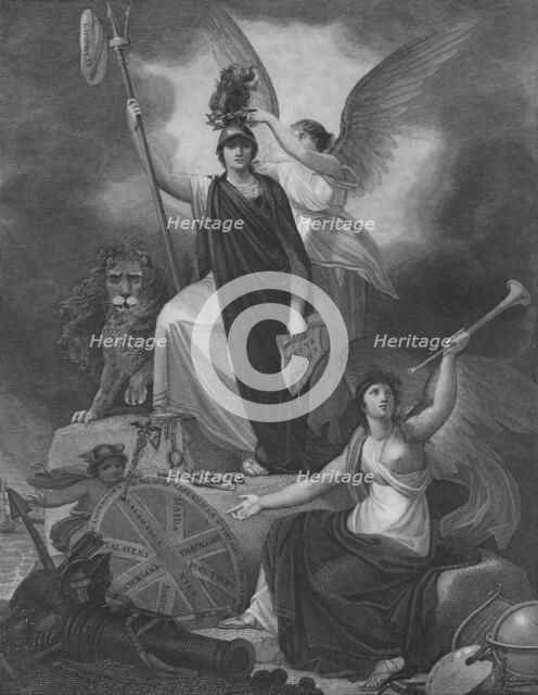 'Frontispiece - Britannia holding the Trident of Neptune, surmounted by the Cap of Liberty and crown Artist: Unknown.