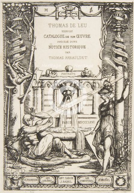 Frontispiece for the Catalogue of the work of Thomas De Leu, 1866. Creator: Charles Meryon.