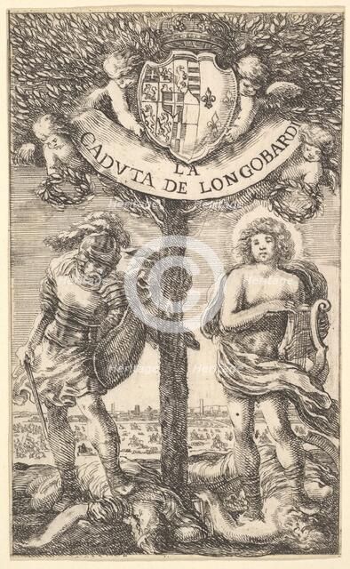 Frontispiece for 'The Fall of Longobardi' (La Caduta de' Longobardi), poems by Sigismond B..., 1656. Creator: Stefano della Bella.