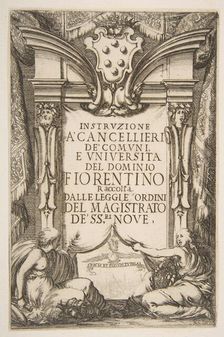 Frontispiece for the Instruzione a Cancellieri, 1635. Creator: Stefano della Bella